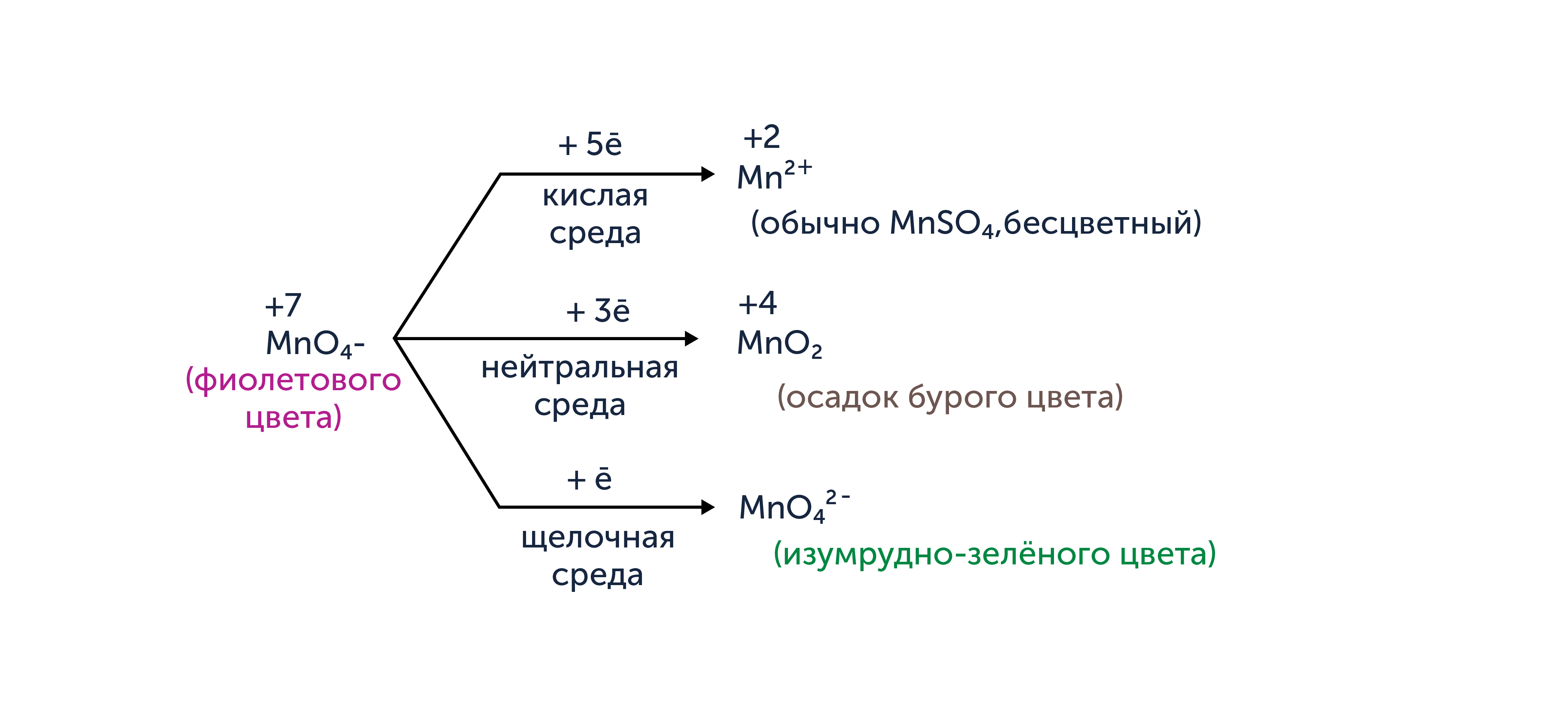 ЕГЭ по химии: зависимость продуктов восстановления перманганат-иона в зависимости от среды