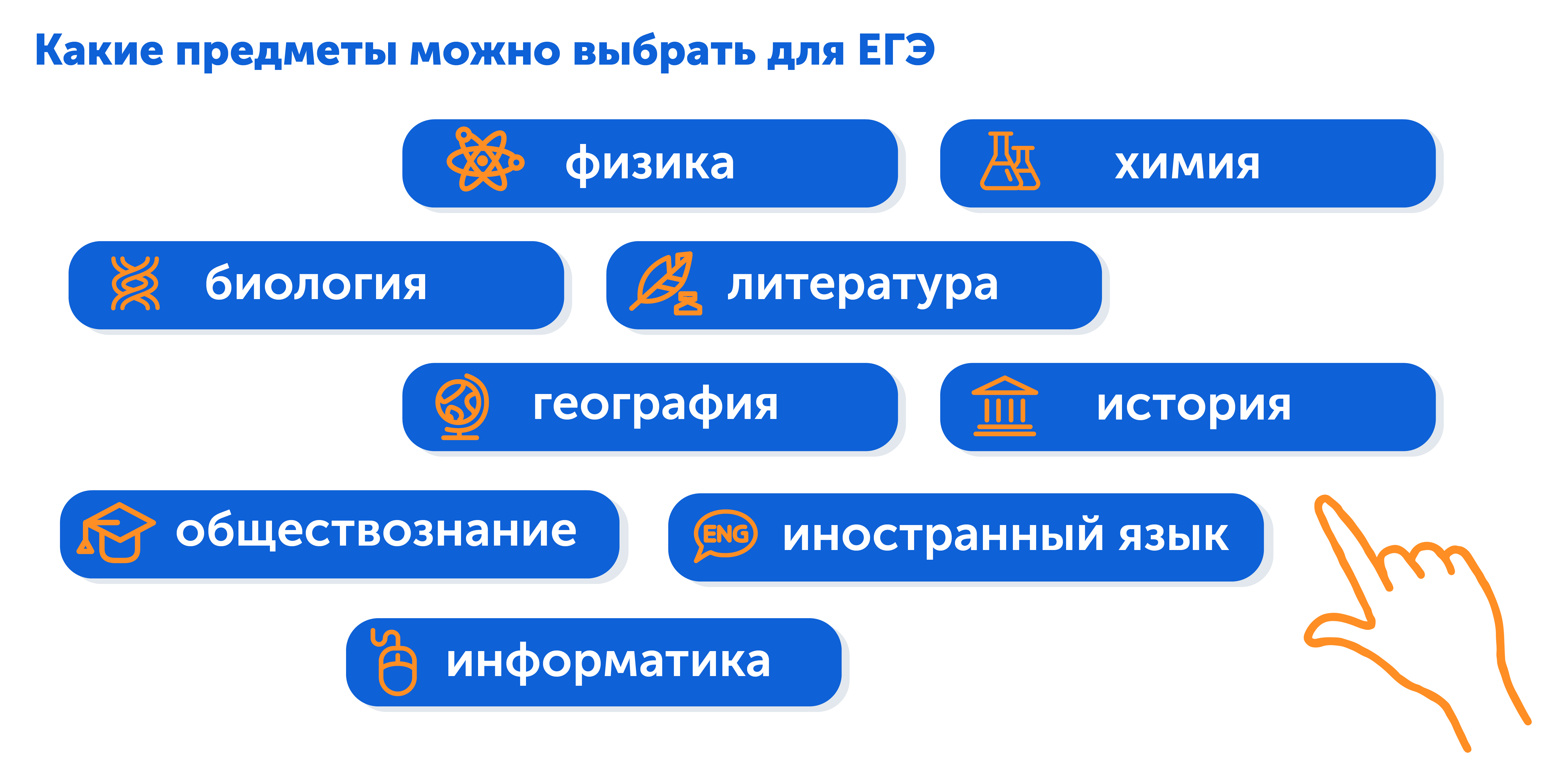 Какие предметы можно выбрать для ЕГЭ