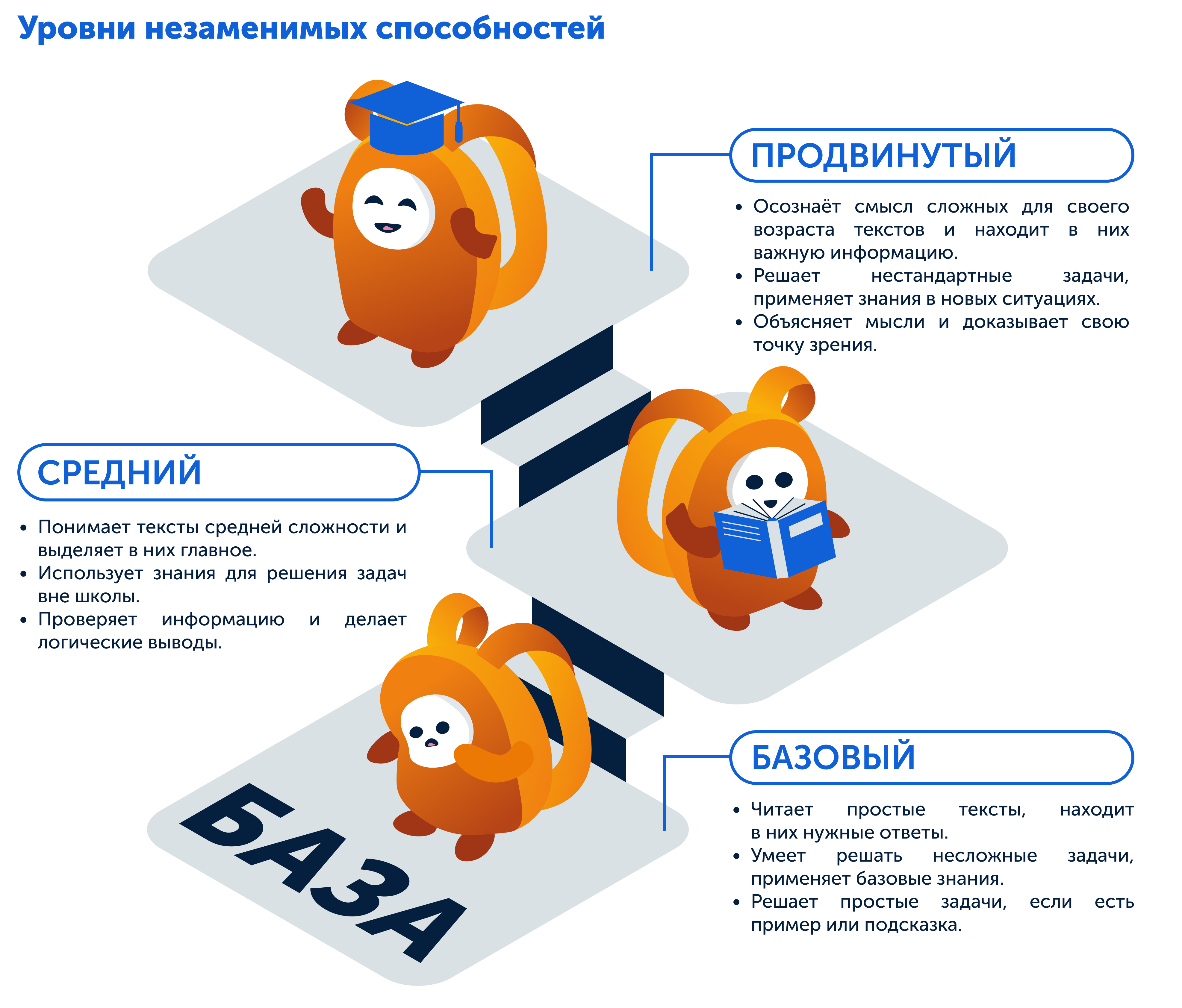 Уровни функциональной грамотности в наглядной схеме 
