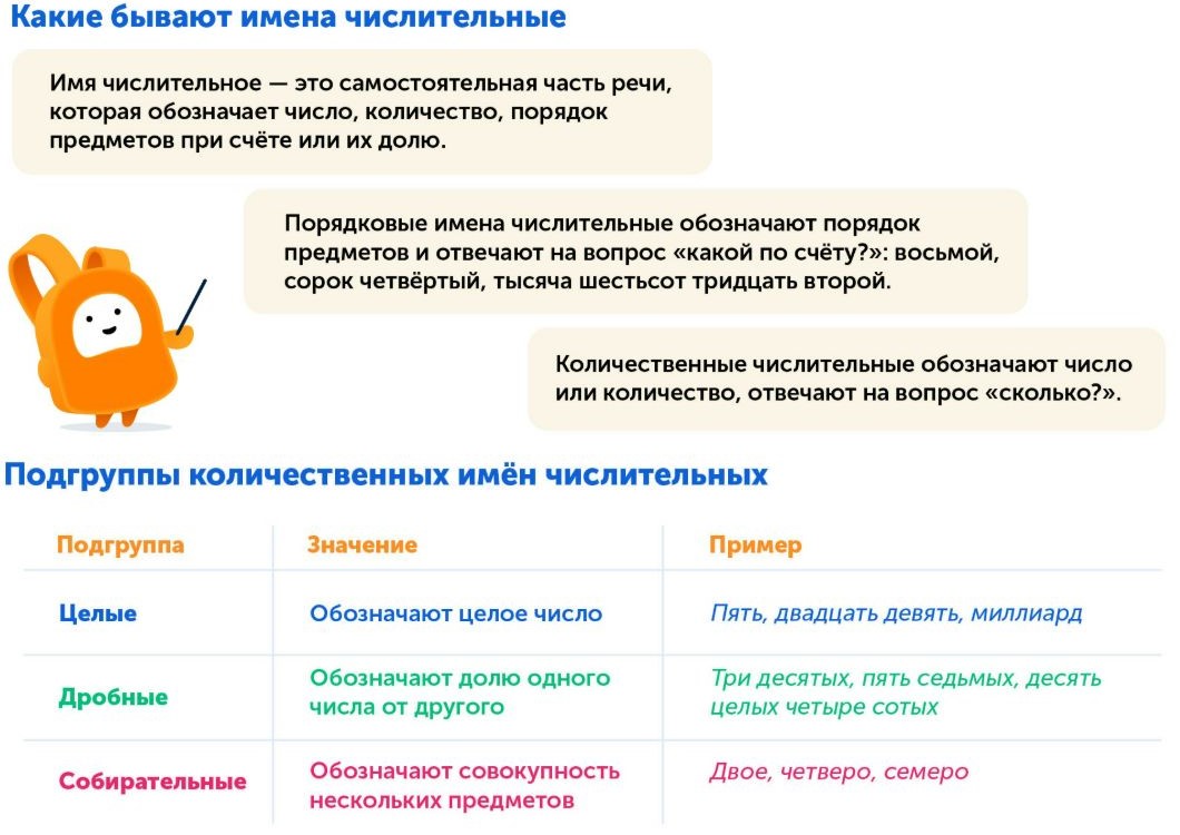 Что такое имя числительное и какие они бывают с примерами