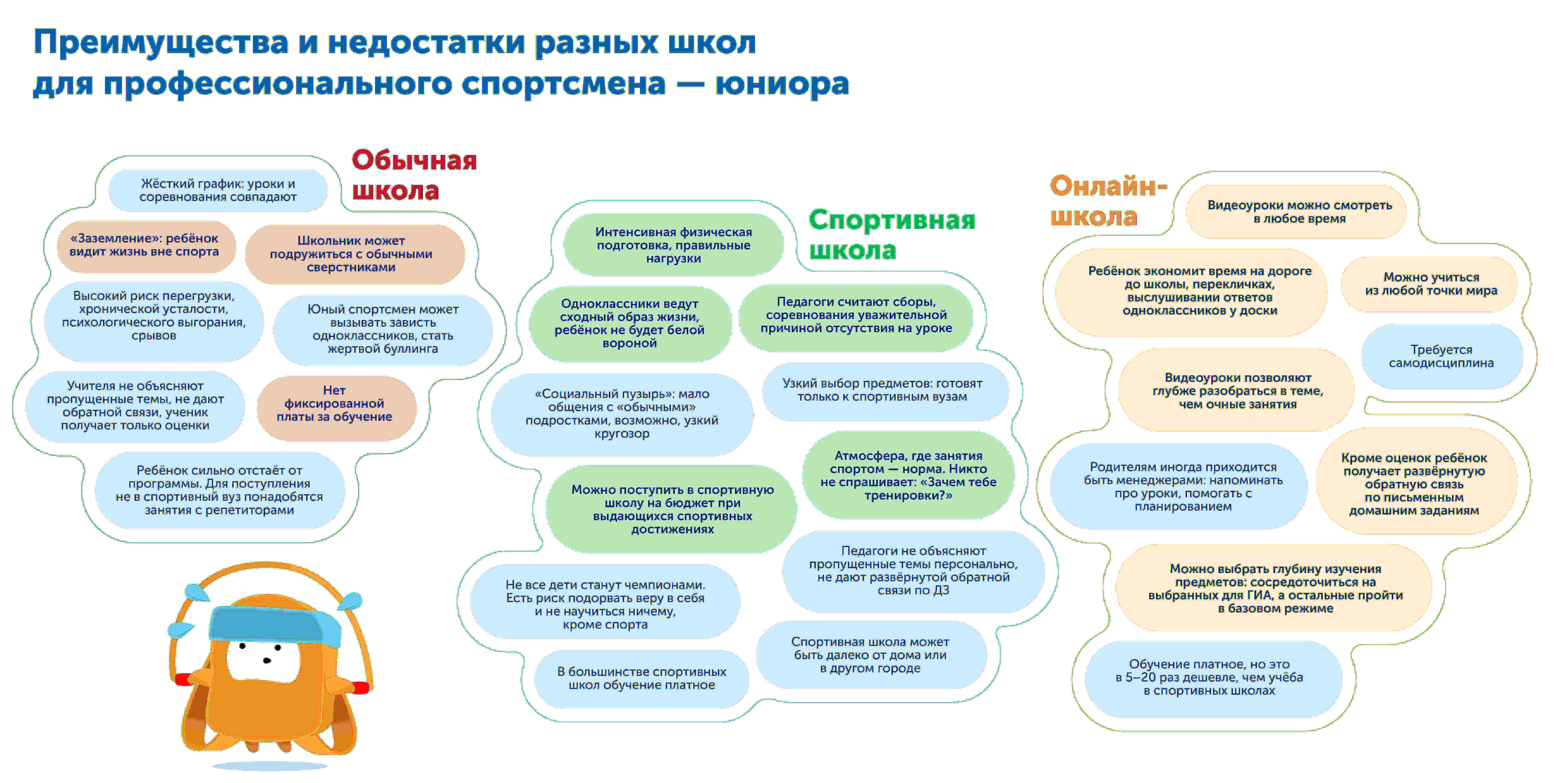 Плюсы и минусы обычной, спортивной и онлайн-школы для профессионального спортсмена — юниора 