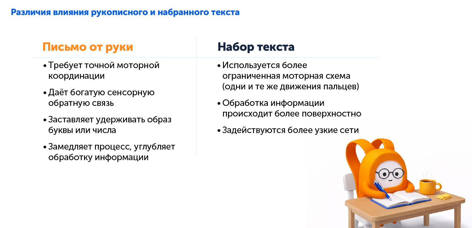 Чем рукописный текст отличается от набранного для школьника